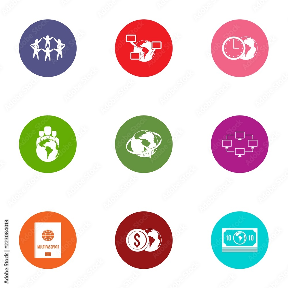 Poster wherewithal icons set. flat set of 9 wherewithal vector icons for web isolated on white background