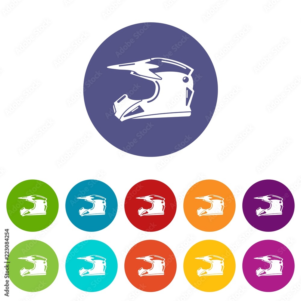 Poster motorcycle helmet icons color set vector for any web design on white background