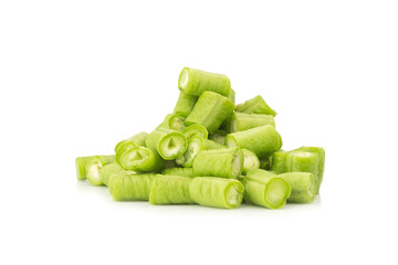 Long bean slice isolated on white background