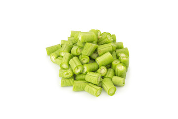Long bean slice isolated on white background