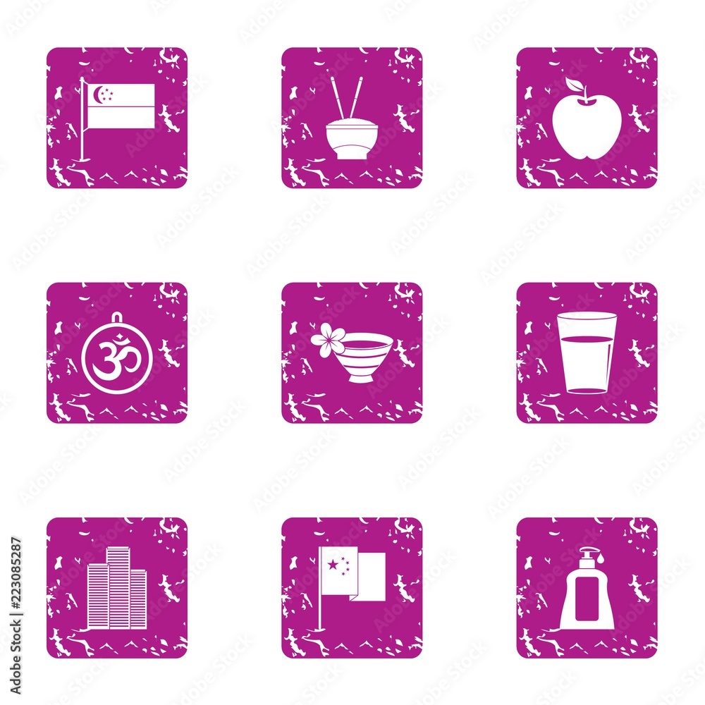 Poster hospitability icons set. grunge set of 9 hospitability vector icons for web isolated on white backgr