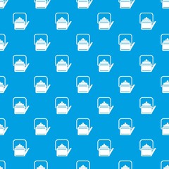 Hot teapot pattern vector seamless blue repeat for any use