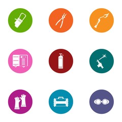 Microwelding icons set. Flat set of 9 microwelding vector icons for web isolated on white background