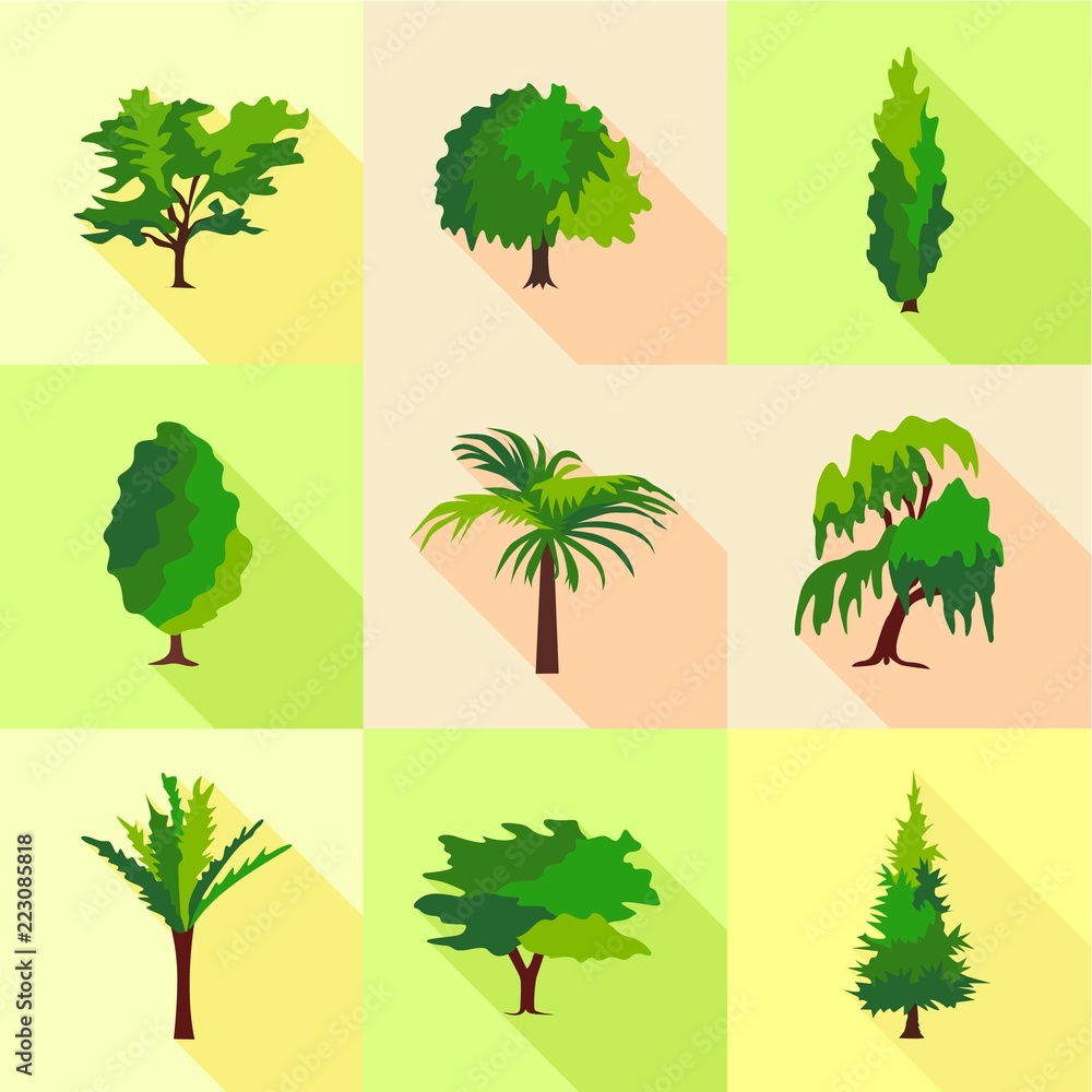 Poster forest grass icons set. cartoon set of 9 forest grass vector icons for web isolated on white backgro