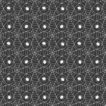 Spider web seamless pattern vector illustration. Hand drawn sketched web background