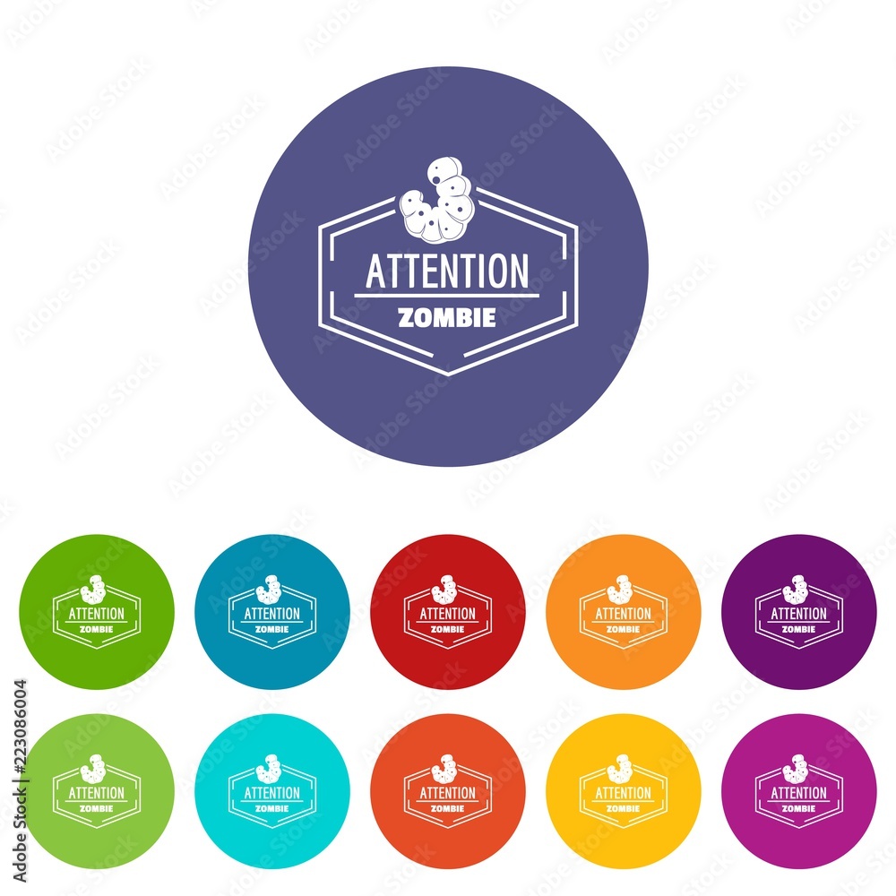 Poster zombie icons color set vector for any web design on white background