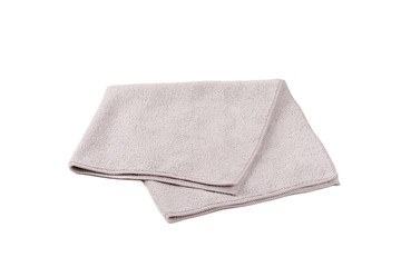 Gray towel isolated on white background.
