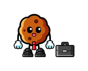 Cookie businessman mascot cartoon illustration