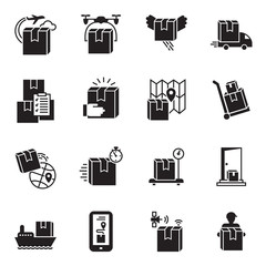 Parcel delivery icon set. Simple set of parcel delivery vector icons for web design on white background