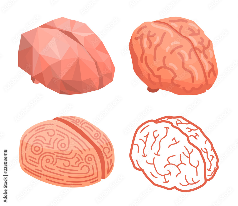 Poster brain thinking concept background. isometric illustration of brain thinking vector concept backgroun