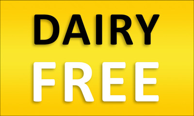 Dairy Free - Golden business poster. Clean text on yellow background.