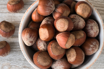 Whole Hazelnuts in a Bowl
