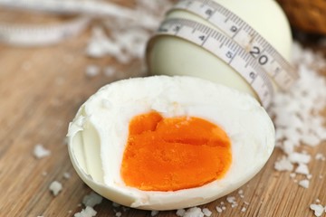 salted egg on wood