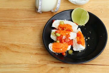 salad spicy with salted egg