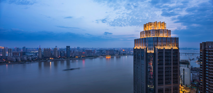 Wuhan city, hubei province construction at night