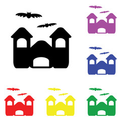 Obraz premium Element of Happy Halloween Magic castle in multi colored icons. Premium quality graphic design icon. Simple icon for websites, web design, mobile app, info graphics
