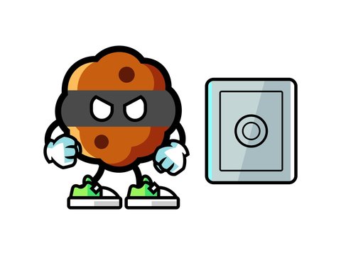 Cookie thief mascot cartoon illustration