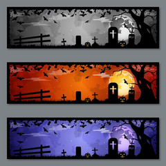 Halloween colorful banners vector templates collection