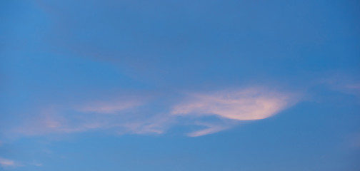 blue sky panorama with pinkish white cloudy during sunset for calm fresh background