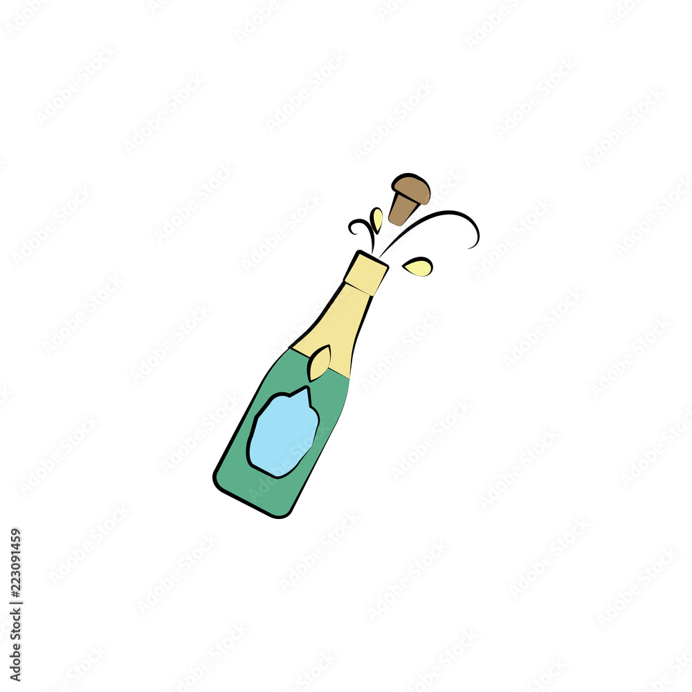 Poster open champagne colored icon. element of birthday icon for mobile concept and web apps. color open ch