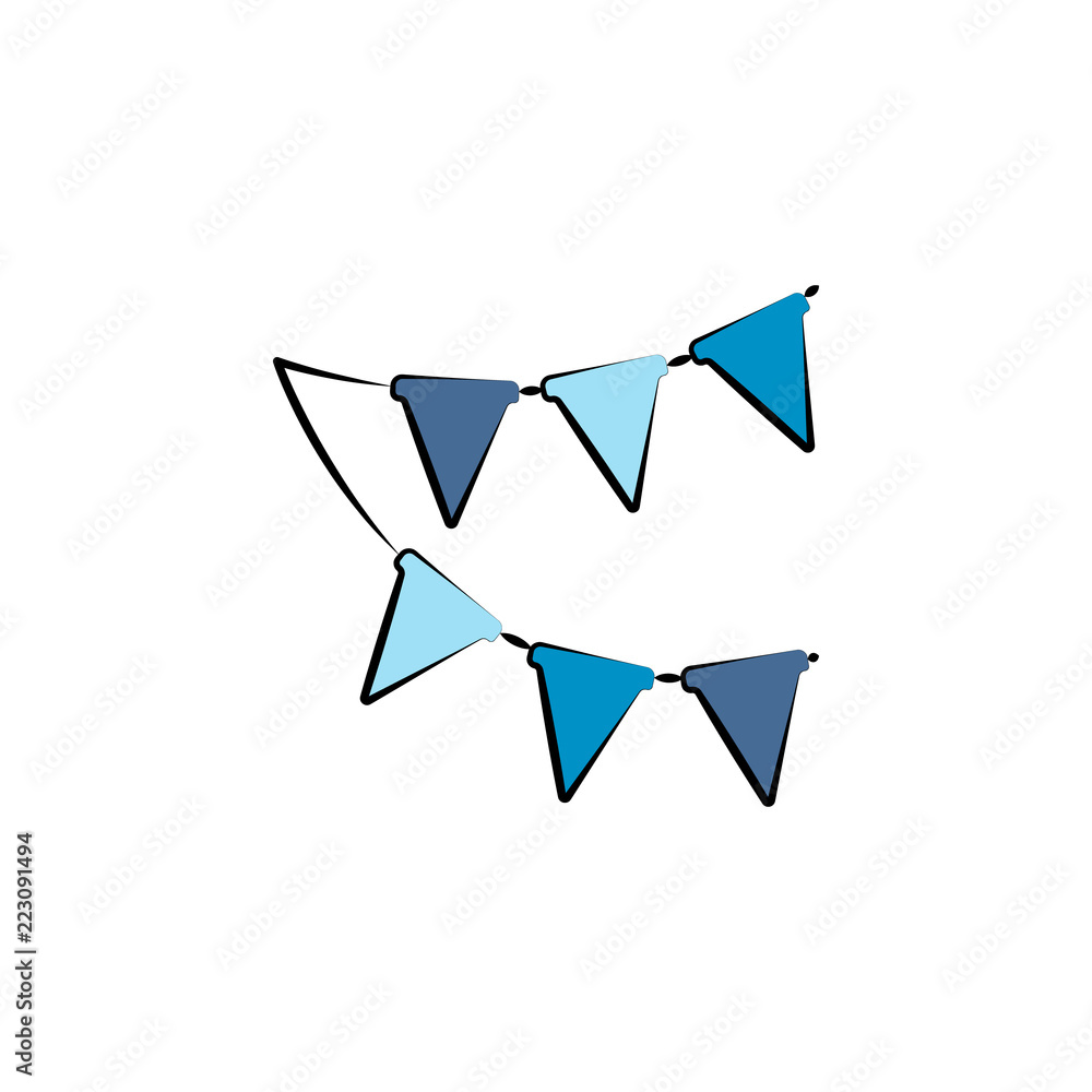 Poster flags for party colored icon. element of birthday icon for mobile concept and web apps. color flags 