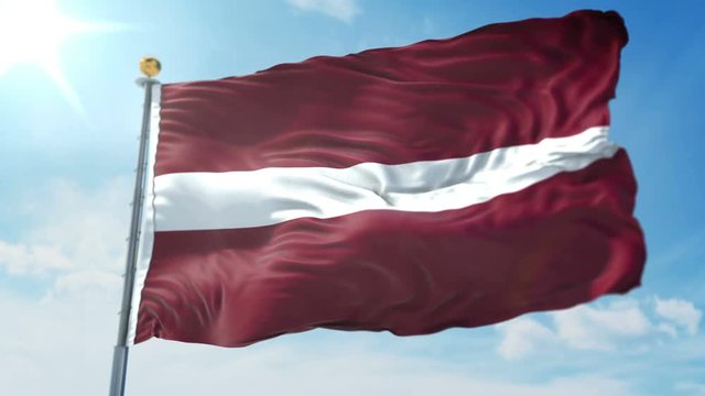 Latvia flag seamless looping 3D rendering video. 3 in 1: Includes isolated on green screen and alpha channel as luma matte for easy clipping in AE.  Beautiful textile cloth