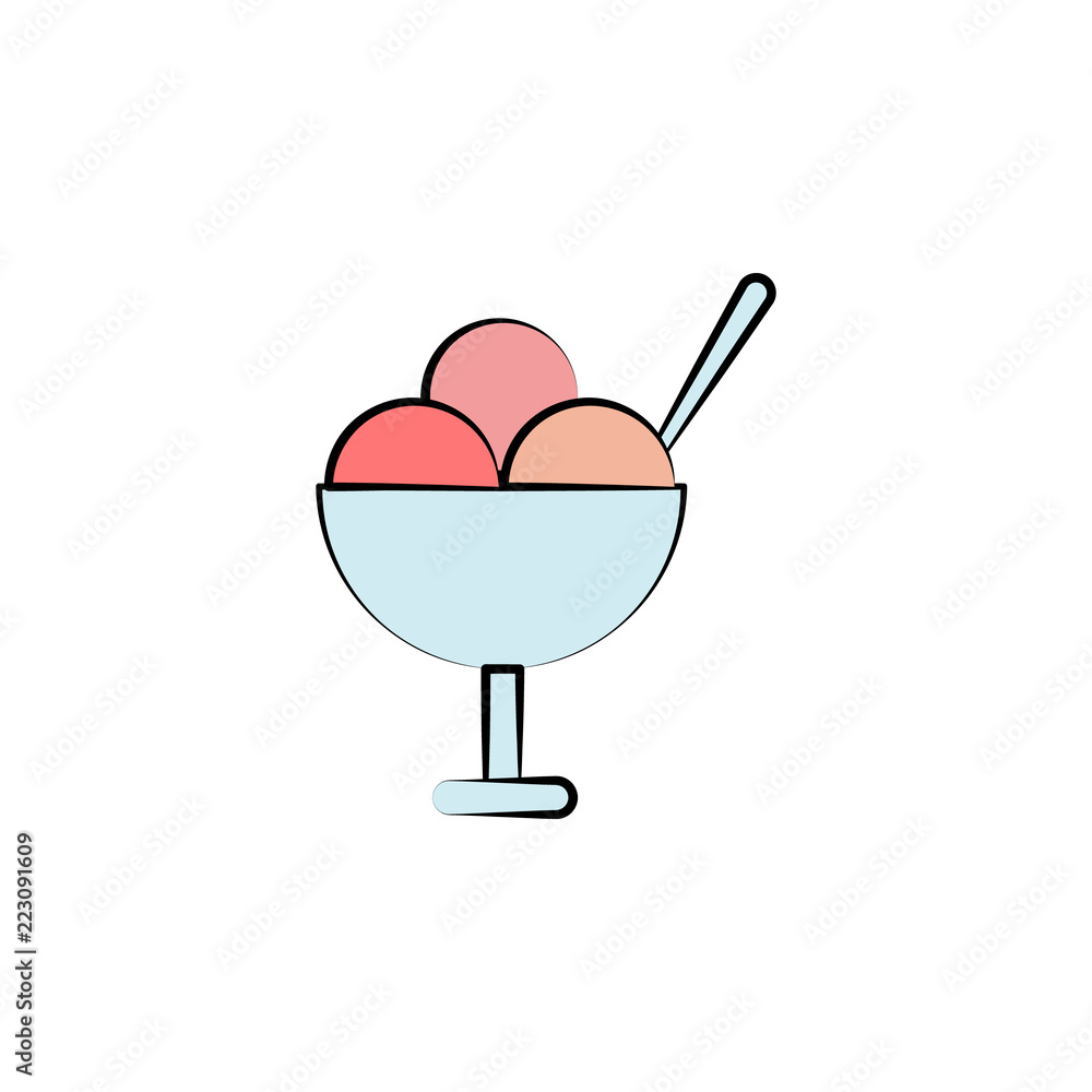 Aufkleber ice-cream in plate colored icon. element of birthday icon for mobile concept and web apps. color ice
