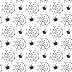 Spider web seamless pattern vector illustration. Hand drawn sketched web background