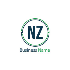 Initial Letter NZ Logo Template Design