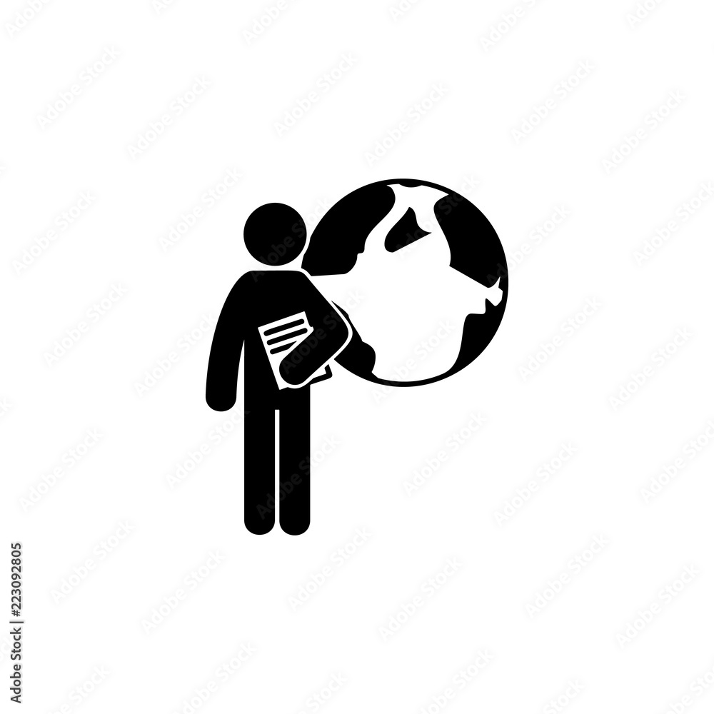 Poster man with geography degree icon. element of man with student degree icon for mobile concept and web a