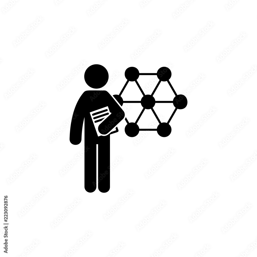 Poster man with chemical degree icon. element of man with student degree icon for mobile concept and web ap