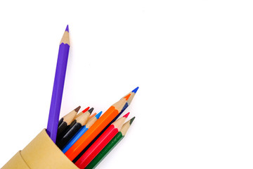 colored pencils in group