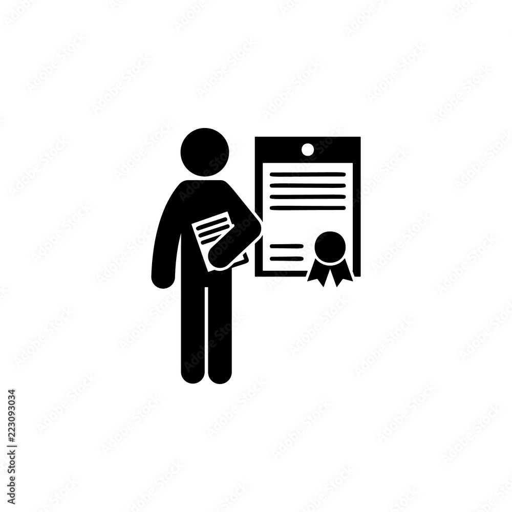 Poster man with contract degree icon. element of man with student degree icon for mobile concept and web ap