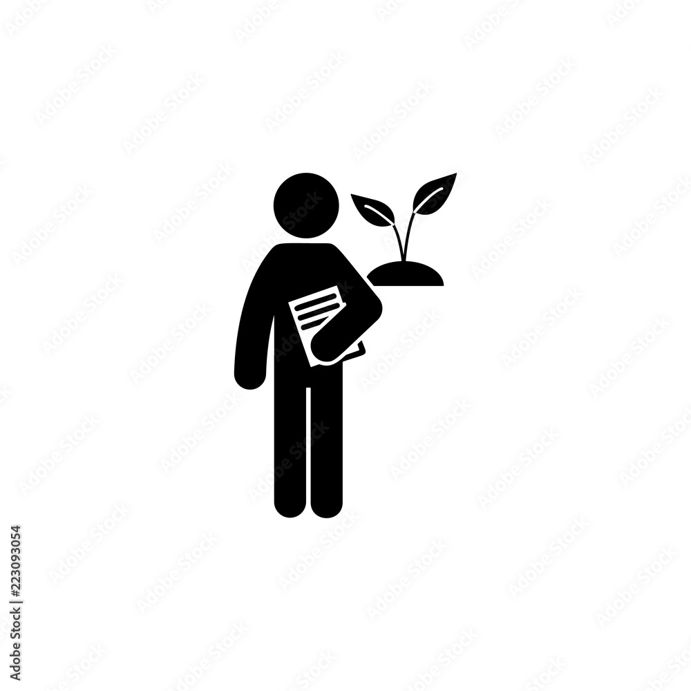 Poster man with agriculture degree icon. element of man with student degree icon for mobile concept and web