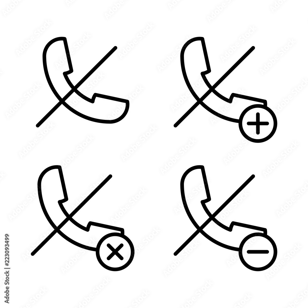 Poster set of no call tube icons. element of phone icons for mobile concept and web apps. thin line icons f