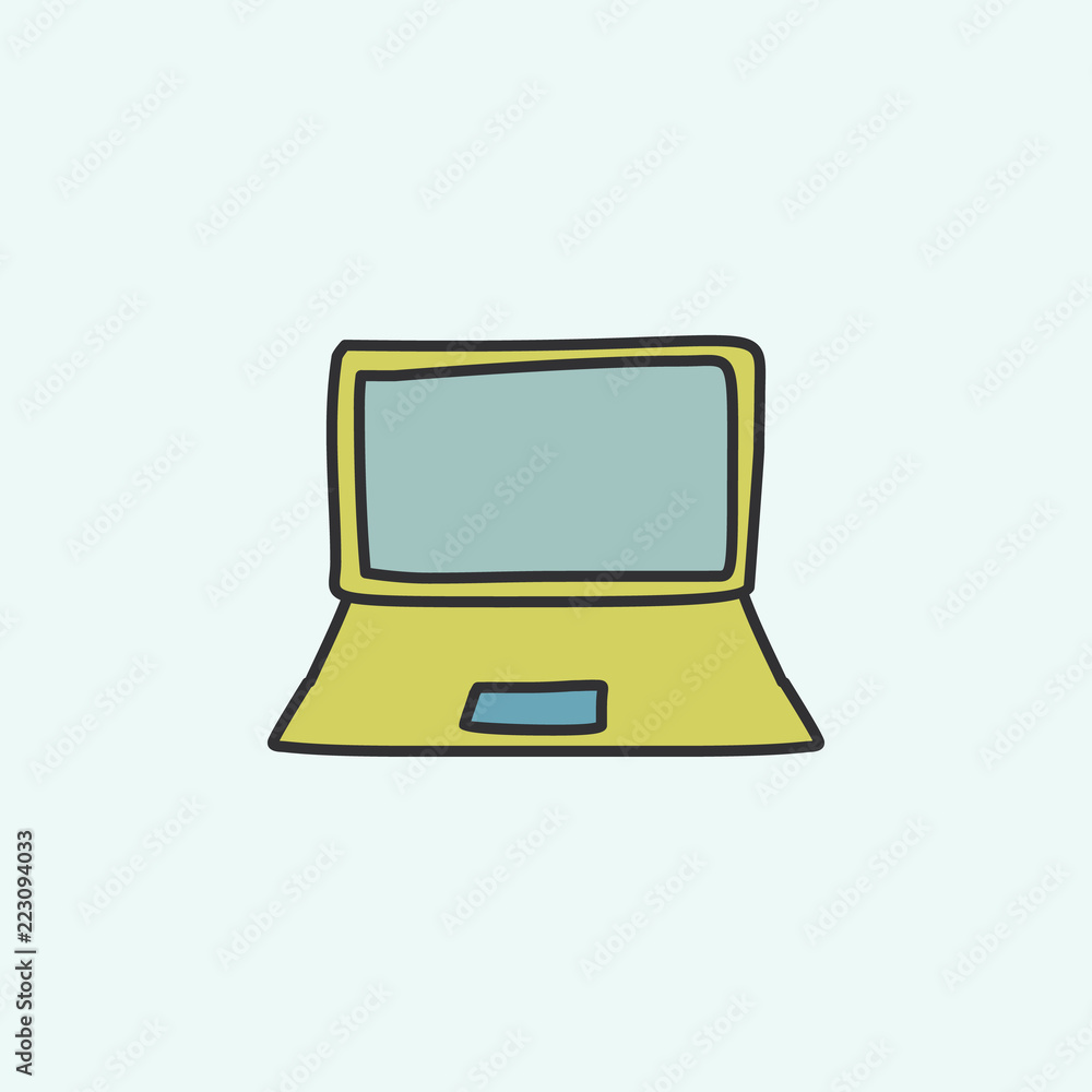 Poster a laptop sketch icon. element of education icon for mobile concept and web apps. field outline a lap