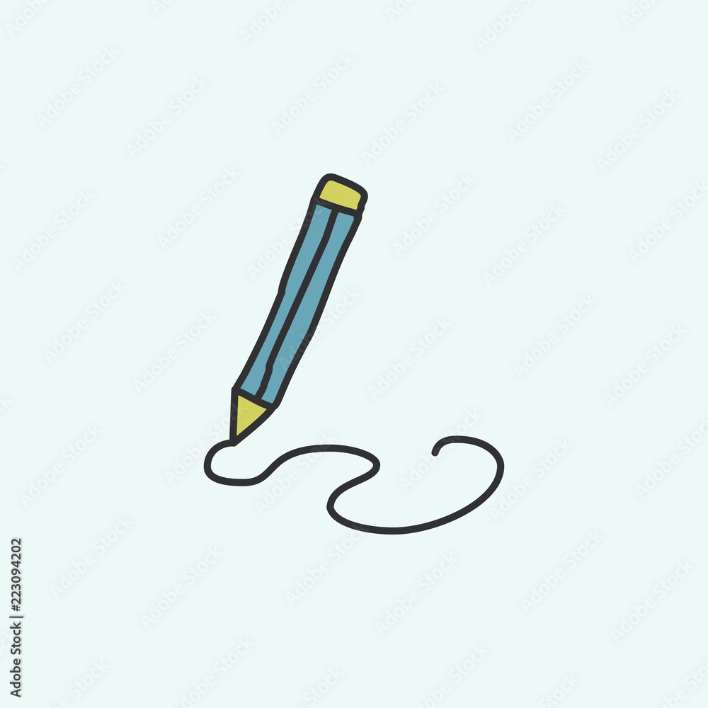 Poster pencil and line sketch icon. element of education icon for mobile concept and web apps. field outlin
