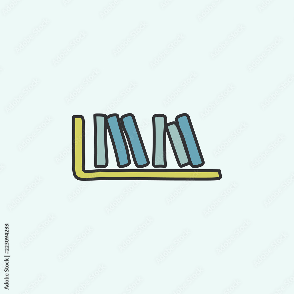 Poster books on the shelf sketch icon. element of education icon for mobile concept and web apps. field out