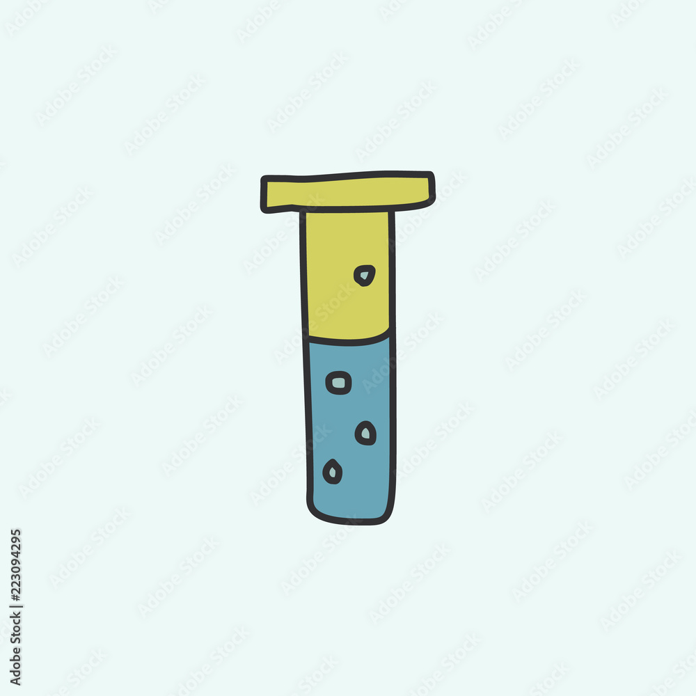 Poster vial with liquid sketch icon. element of education icon for mobile concept and web apps. field outli