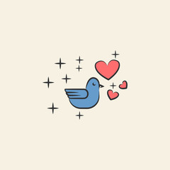 dove with hearts sketch illustration. Element of colored wedding icon for mobile concept and web apps. Sketch style dove with hearts icon can be used for web and mobile