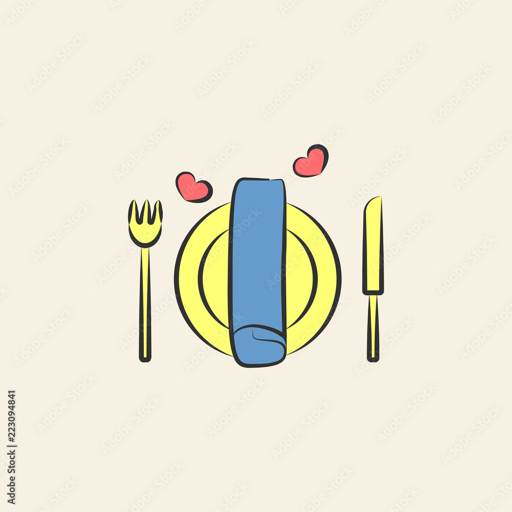 Poster wedding table sketch illustration. element of colored wedding icon for mobile concept and web apps. 