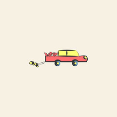 Fototapeta premium wedding car sketch illustration. Element of colored wedding icon for mobile concept and web apps. Sketch style wedding car icon can be used for web and mobile