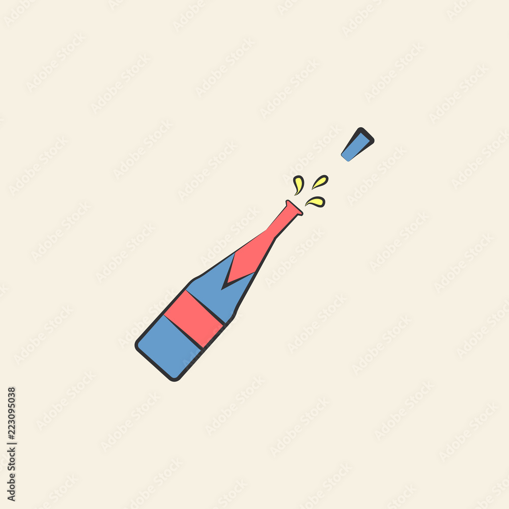 Poster champagne sketch illustration. element of colored wedding icon for mobile concept and web apps. sket