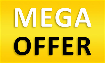 Mega Offer - Golden business poster. Clean text on yellow background.