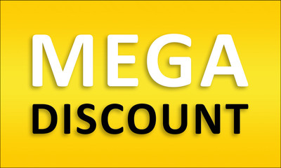 Mega Discount - Golden business poster. Clean text on yellow background.