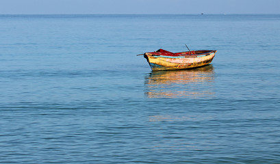 Naklejka premium Old dirty angler's boat, Jamaica