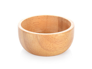 wooden bowl on white background