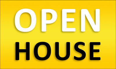 Open House - Golden business poster. Clean text on yellow background.