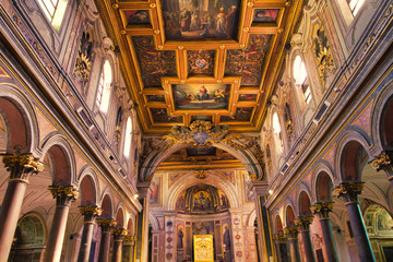 Interior of Roman Catholic Church in Rome, Italy