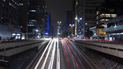 Fototapeta na wymiar Luz da Noite na Av. Paulista